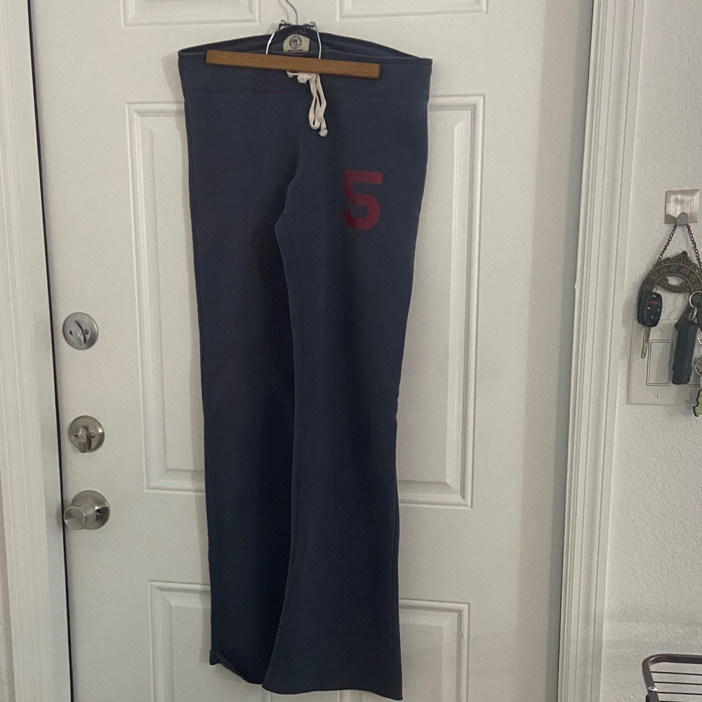 Abercrombie & Fitch Blue Sweatpants with Cream Drawstring
